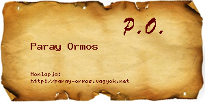 Paray Ormos névjegykártya